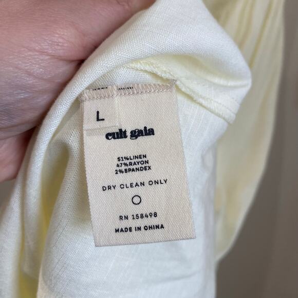 Cult Gaia Stella Dress Square Neckline Midi Length Linen Blend Dress Size Large - Picture 9 of 11